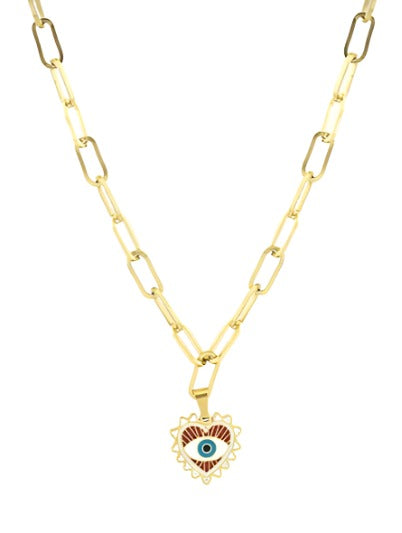 OOZOO Jewellery SN-2019 Κολιέ Evil Eye από Επιχρυσωμένο Ατσάλι - Κοσμηματοπωλείο Goldy