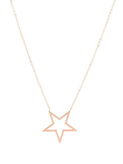 OOZOO Jewellery SN-2023 Κολιέ Big Star από Ροζ Επιχρυσωμένο Ατσάλι - Κοσμηματοπωλείο Goldy