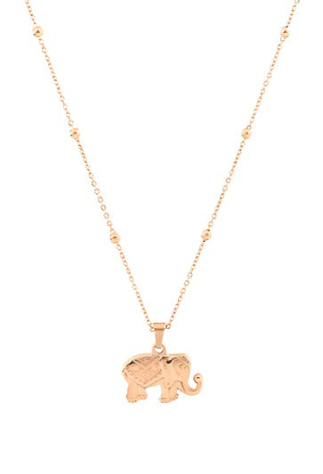 OOZOO Jewellery SN-2026 Κολιέ Elephant από Ροζ Επιχρυσωμένο Ατσάλι - Κοσμηματοπωλείο Goldy