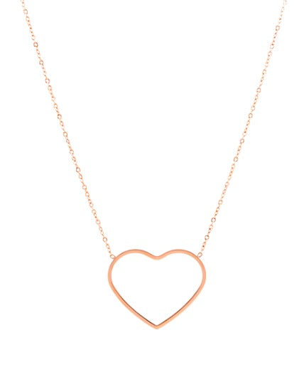 OOZOO Jewellery SN-2029 Κολιέ Big Heart από Ροζ Επιχρυσωμένο Ατσάλι - Κοσμηματοπωλείο Goldy