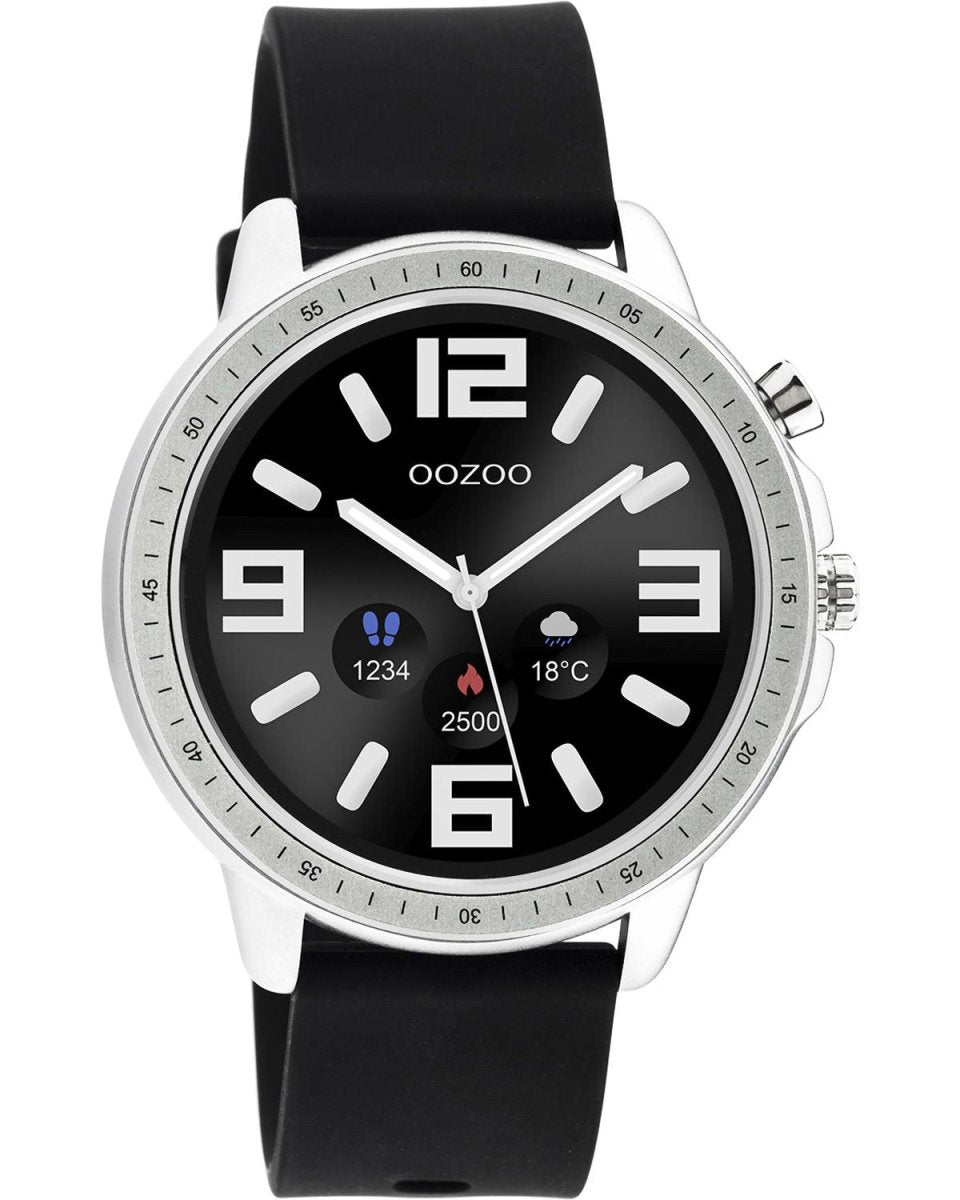 OOZOO Q00300 45mm Smartwatch Black Rubber Strap - Κοσμηματοπωλείο Goldy