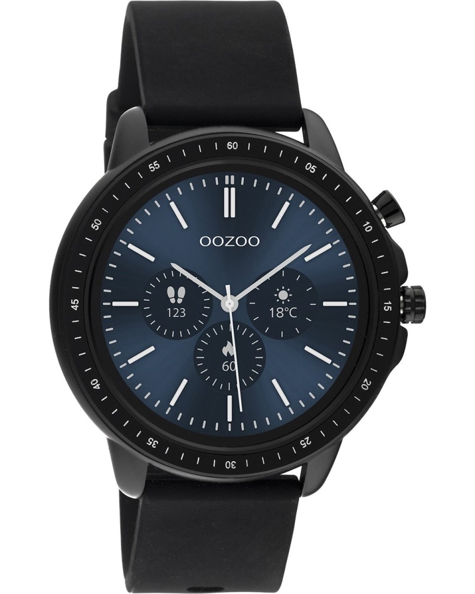 OOZOO Q00304 45mm Smartwatch Black Rubber Strap - Κοσμηματοπωλείο Goldy