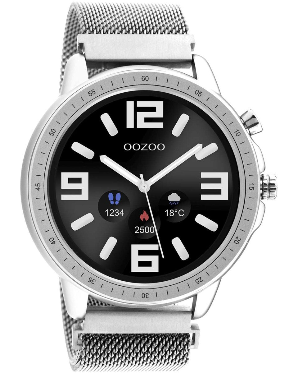 OOZOO Q00305 45mm Smartwatch Silver Stainless Steel Mesh Bracelet - Κοσμηματοπωλείο Goldy