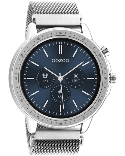 OOZOO Q00305 45mm Smartwatch Silver Stainless Steel Mesh Bracelet - Κοσμηματοπωλείο Goldy