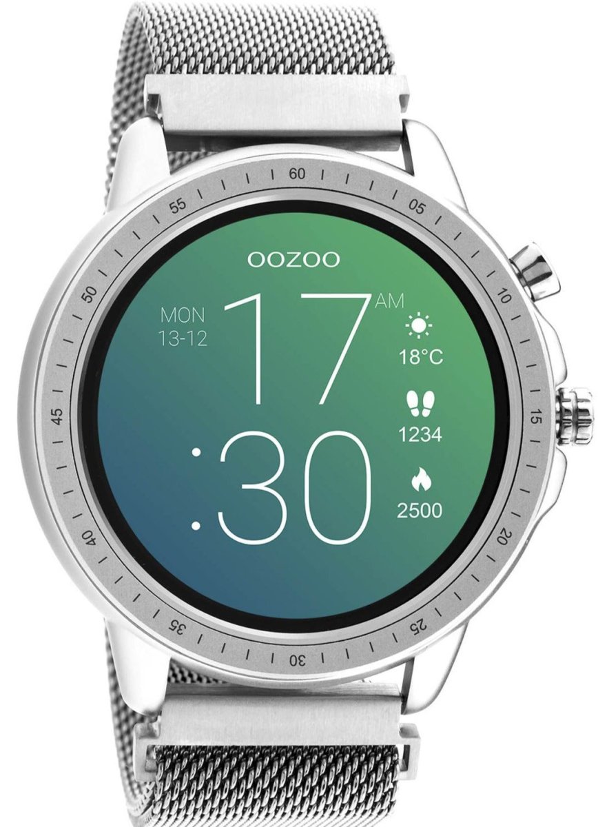 OOZOO Q00305 45mm Smartwatch Silver Stainless Steel Mesh Bracelet - Κοσμηματοπωλείο Goldy