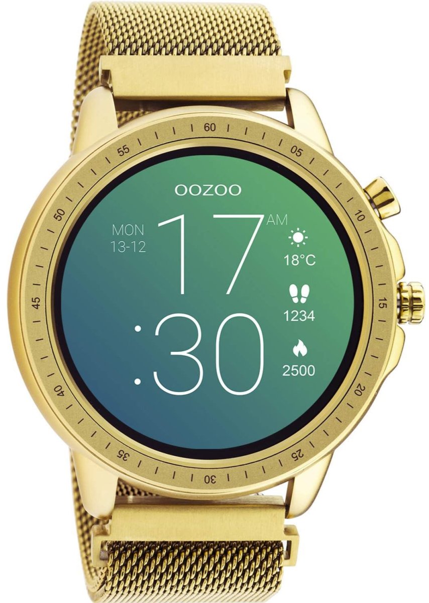 OOZOO Q00306 45mm Smartwatch Gold Stainless Steel Mesh Bracelet - Κοσμηματοπωλείο Goldy