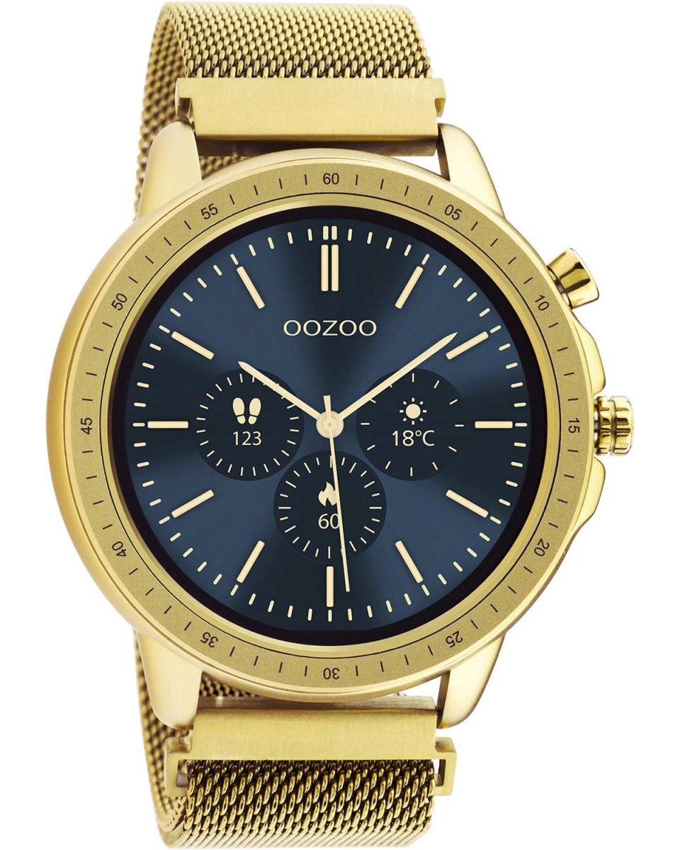 OOZOO Q00306 45mm Smartwatch Gold Stainless Steel Mesh Bracelet - Κοσμηματοπωλείο Goldy