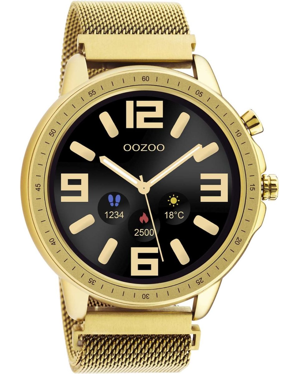 OOZOO Q00306 45mm Smartwatch Gold Stainless Steel Mesh Bracelet - Κοσμηματοπωλείο Goldy