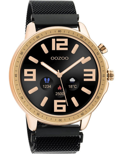 OOZOO Q00308 45mm Smartwatch Black Stainless Steel Mesh Bracelet - Κοσμηματοπωλείο Goldy