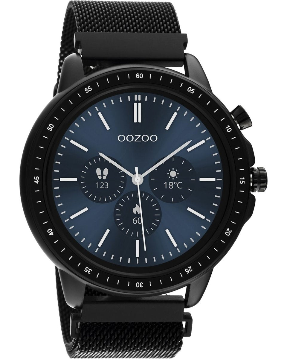 OOZOO Q00309 45mm Smartwatch Black Stainless Steel Mesh Bracelet - Κοσμηματοπωλείο Goldy