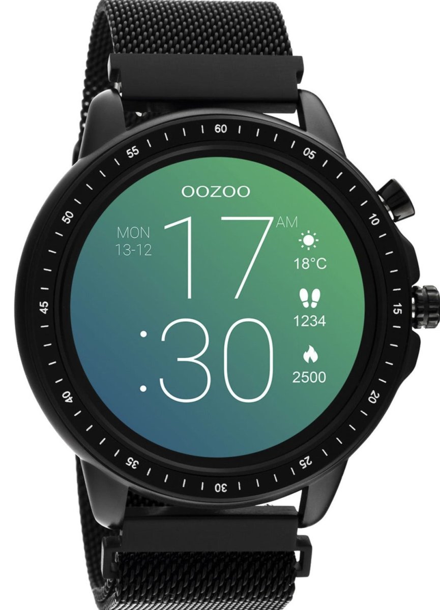 OOZOO Q00309 45mm Smartwatch Black Stainless Steel Mesh Bracelet - Κοσμηματοπωλείο Goldy