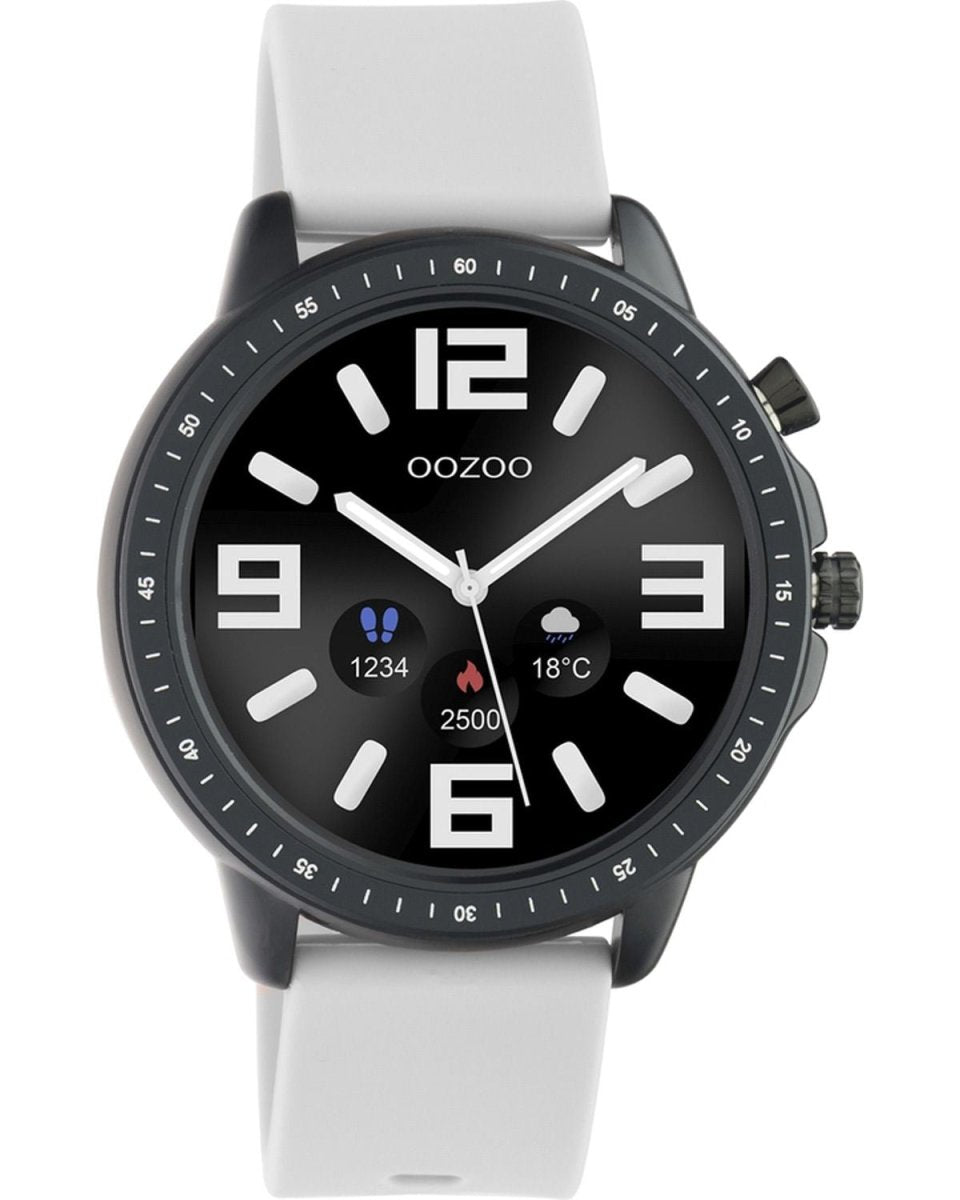 OOZOO Q00328 45mm Smartwatch Grey Rubber Strap - Κοσμηματοπωλείο Goldy