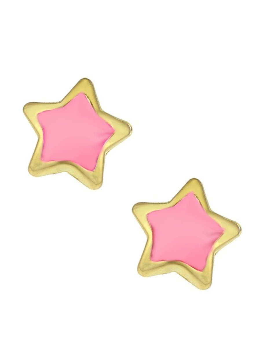 Παιδικά Σκουλαρίκια SK235 Χρυσά Κ9 με Ροζ Αστέρι - Κοσμηματοπωλείο Goldy