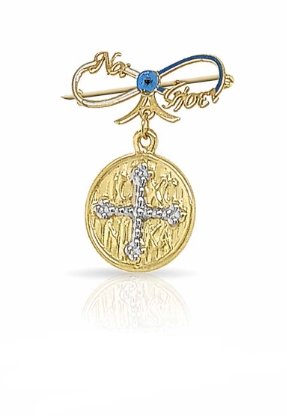 Παραμάνα PO11070 για Νεογέννητο Αγοράκι με Κωνσταντινάτο σε Χρυσό Κ9 - Κοσμηματοπωλείο Goldy