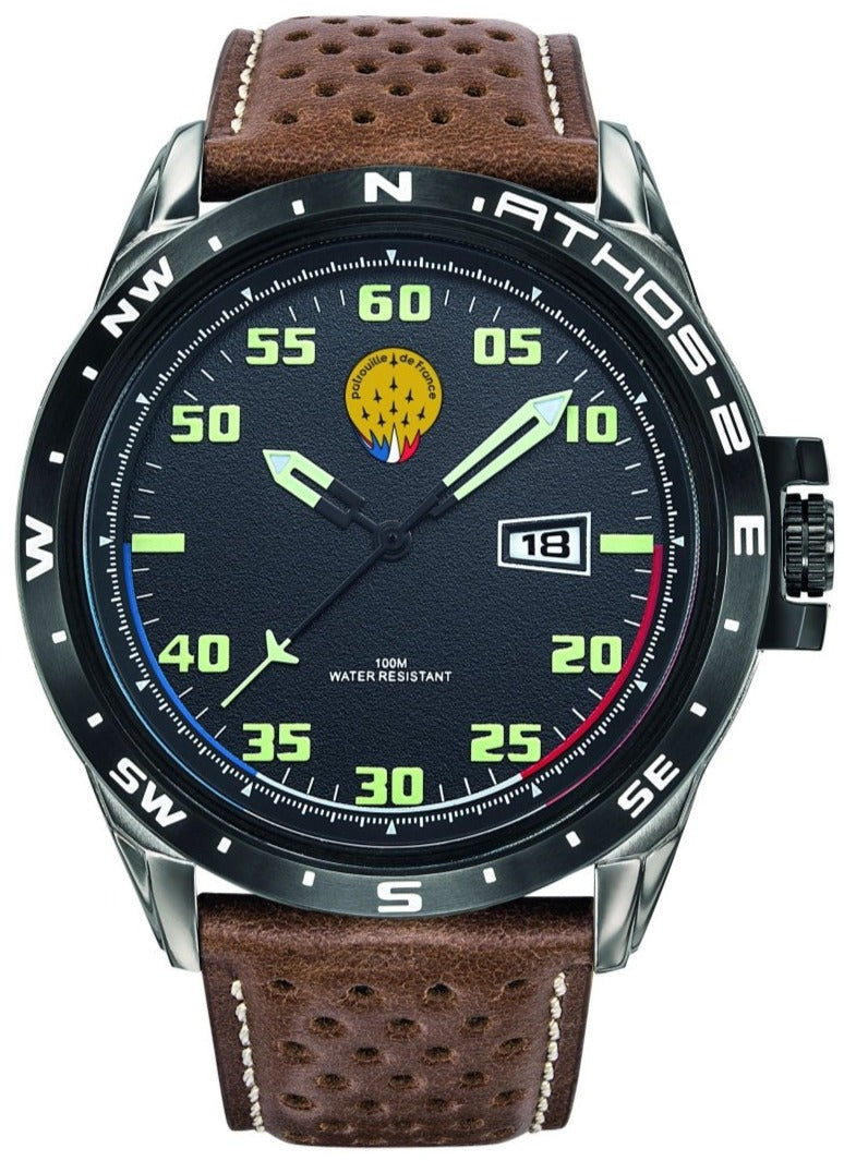 Patrouille De France 668050 Athos 2 Brown Leather Strap - Κοσμηματοπωλείο Goldy