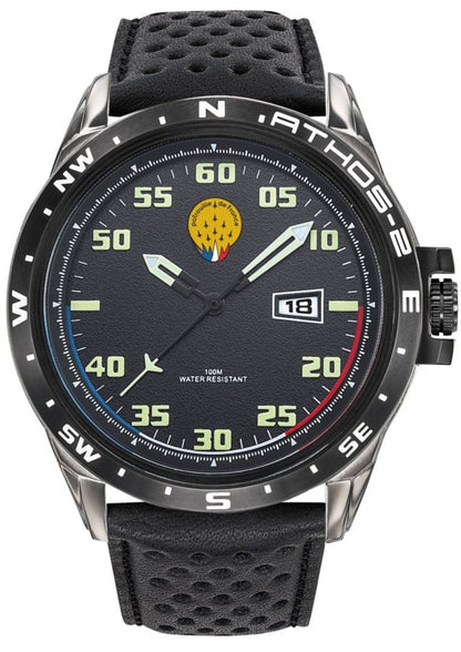 Patrouille De France 668051 Athos 2 Black Leather Strap - Κοσμηματοπωλείο Goldy