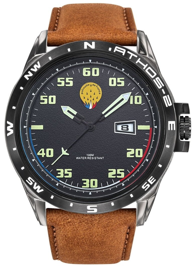 Patrouille De France 668058 Athos 2 Brown Leather Strap - Κοσμηματοπωλείο Goldy