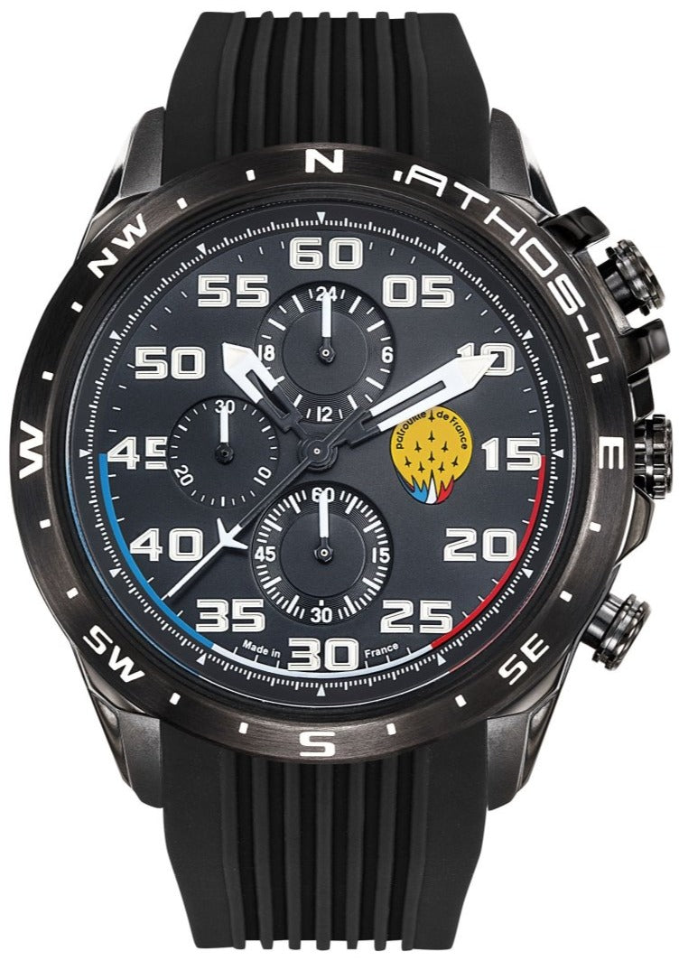 Patrouille De France 668085 Athos 4 Chronograph Black Rubber Strap - Κοσμηματοπωλείο Goldy