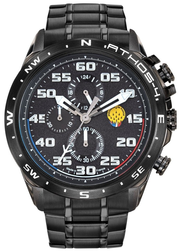 Patrouille De France 668090 Athos 4 Chronograph Black Stainless Steel Bracelet - Κοσμηματοπωλείο Goldy