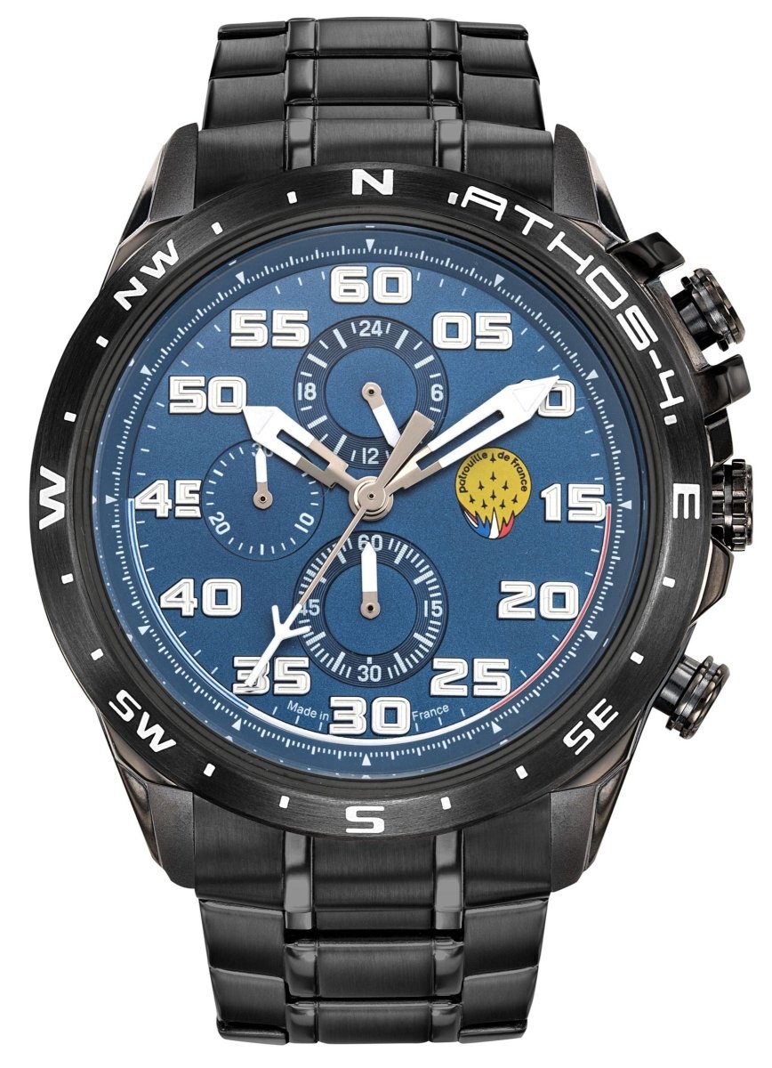 Patrouille De France 668091 Athos 4 Chronograph Black Stainless Steel Bracelet - Κοσμηματοπωλείο Goldy