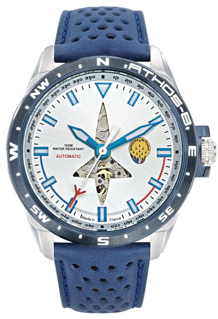 Patrouille De France 668095 Athos 8 Automatic Blue Leather Strap - Κοσμηματοπωλείο Goldy