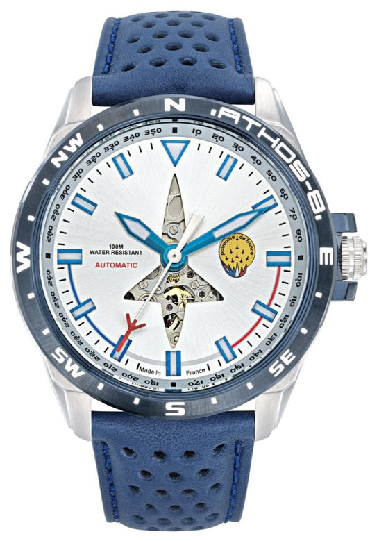 Patrouille De France 668095 Athos 8 Automatic Blue Leather Strap - Κοσμηματοπωλείο Goldy