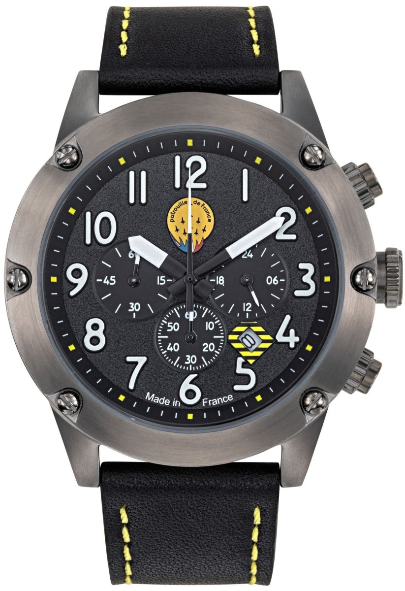 Patrouille De France 668513 Chronograph Black Leather Strap - Κοσμηματοπωλείο Goldy