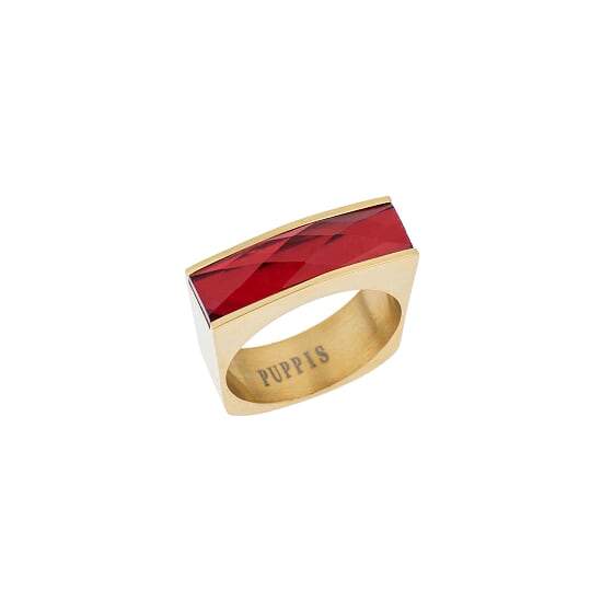 Puppis PUR38116G Δαχτυλίδι Από Επιχρυσωμένο Ατσάλι με Κόκκινο Ζιργκόν - Κοσμηματοπωλείο Goldy