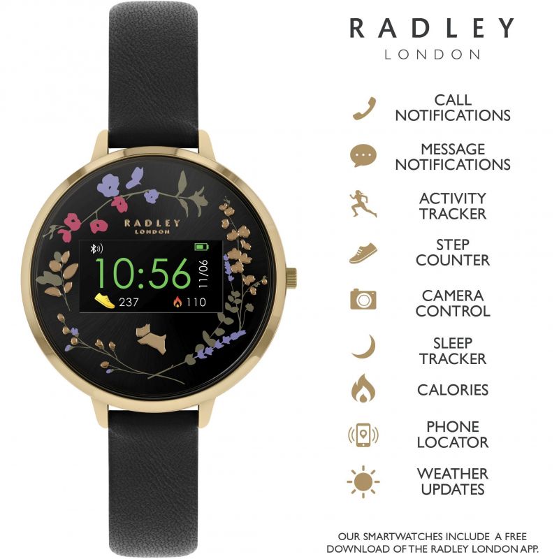 Radley London RYS03-2010 Series 3 Smartwatch Black Leather Strap - Κοσμηματοπωλείο Goldy