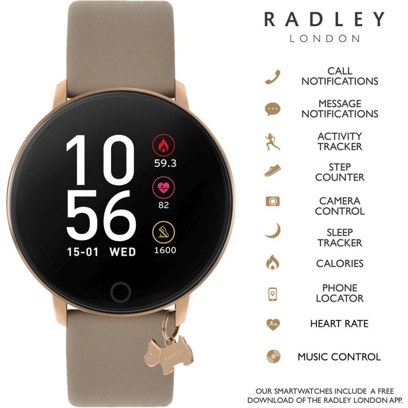 Radley London RYS05-2098-INT Series 5 Smartwatch Nude Leather Strap - Κοσμηματοπωλείο Goldy