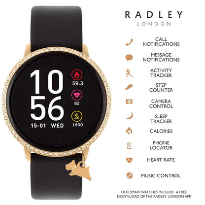 Radley London RYS05-2104-INT Series 5 Smartwatch Black Leather Strap - Κοσμηματοπωλείο Goldy