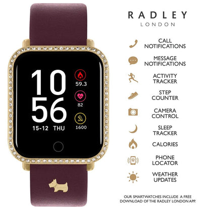 Radley London RYS06-2120-INT Series 6 Smartwatch Burgundy Leather Strap - Κοσμηματοπωλείο Goldy