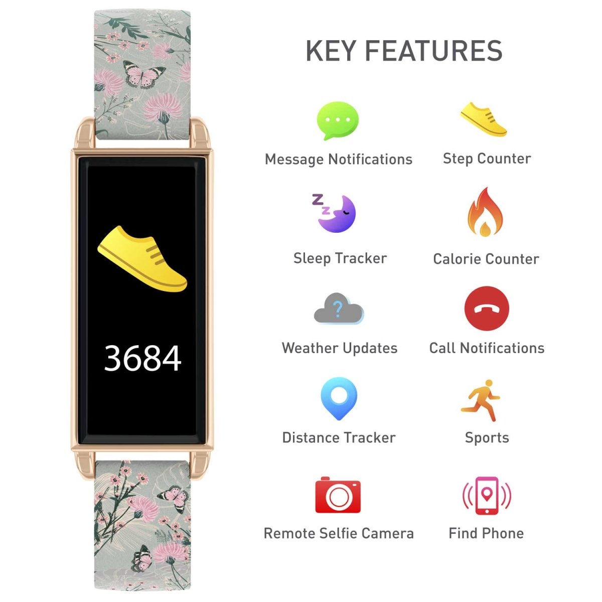 Reflex Active RA02-2010 Smartwatch Grey Floral Strap - Κοσμηματοπωλείο Goldy