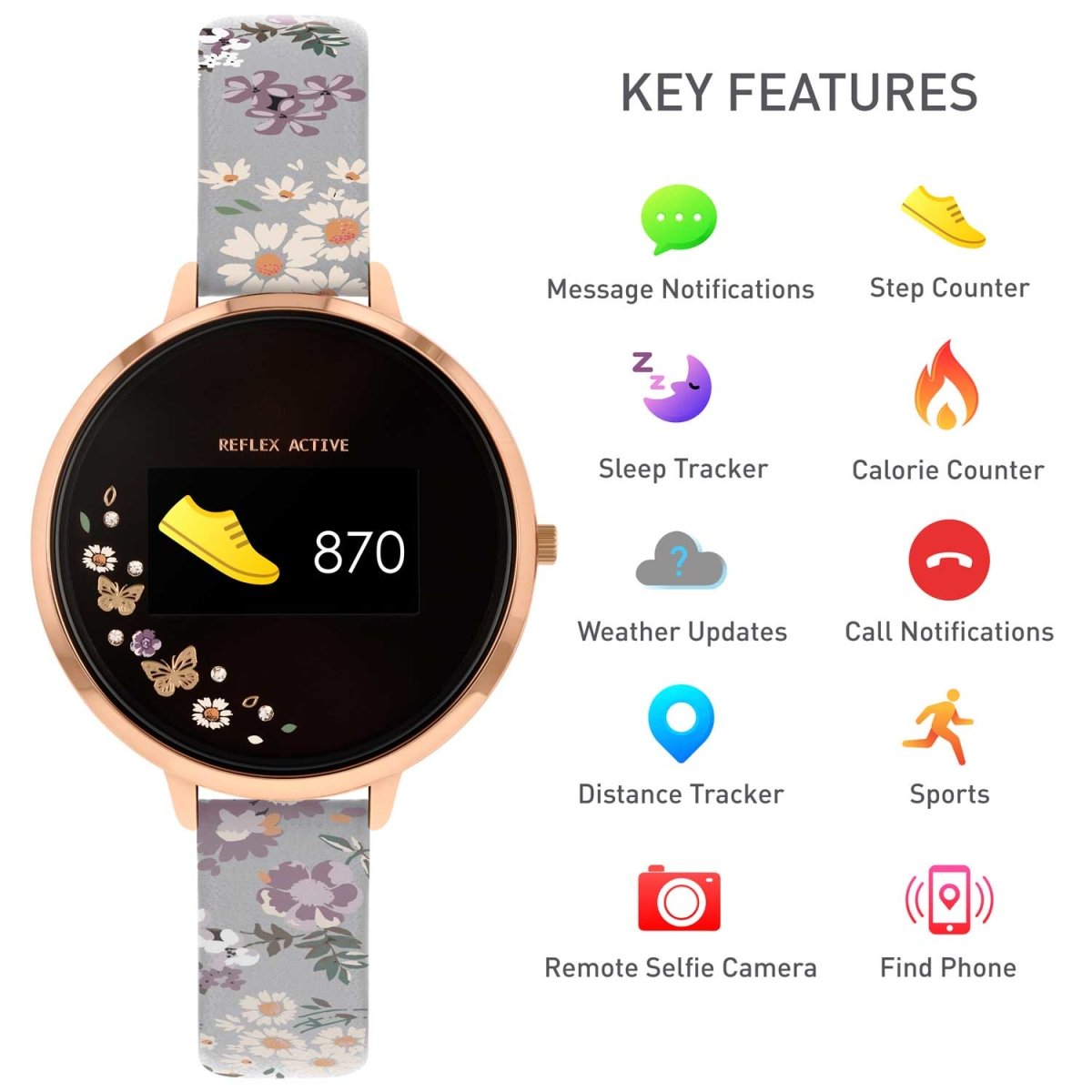 Reflex Active RA03-2060 Smartwatch Grey Leather Strap - Κοσμηματοπωλείο Goldy