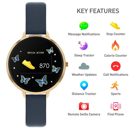 Reflex Active RA03-2124 Smartwatch Blue Leather Strap - Κοσμηματοπωλείο Goldy