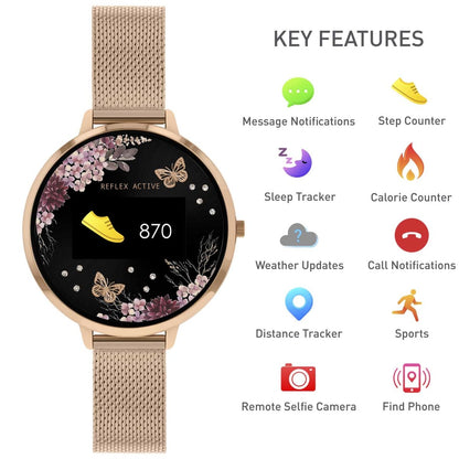 Reflex Active RA03-4038 Smartwatch Rose Gold Stainless Steel Bracelet - Κοσμηματοπωλείο Goldy