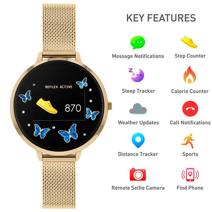 Reflex Active RA03-4070 Smartwatch Gold Stainless Steel Bracelet - Κοσμηματοπωλείο Goldy