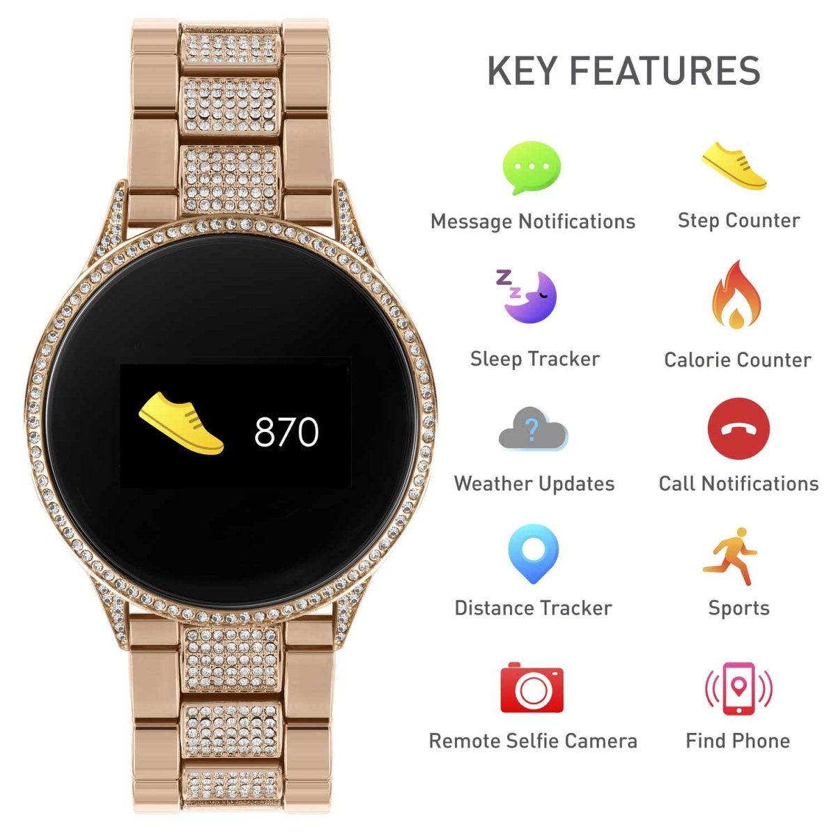 Reflex active smartwatch rose 2024 gold bracelet