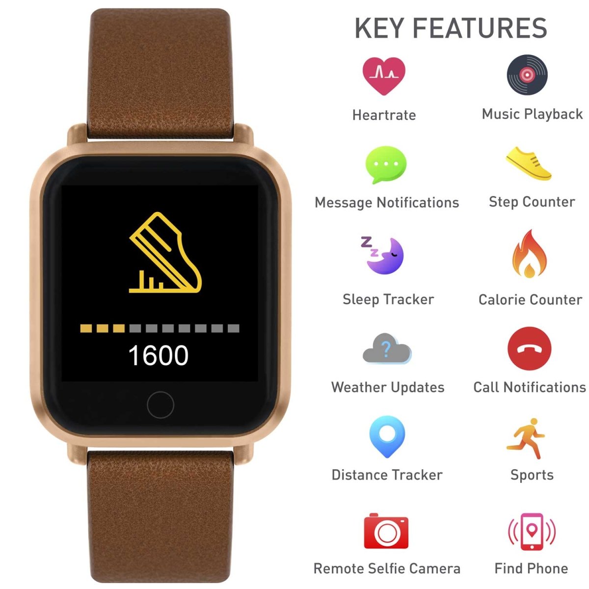 Reflex Active RA06-2092 Smartwatch Brown Leather Strap - Κοσμηματοπωλείο Goldy