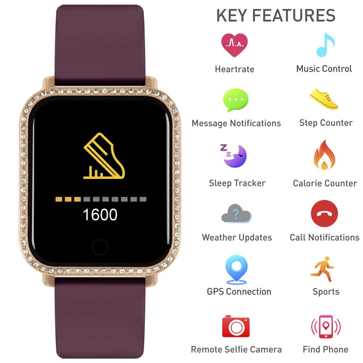 Reflex Active RA06-2094 Smartwatch Burgundy Silicon Strap - Κοσμηματοπωλείο Goldy