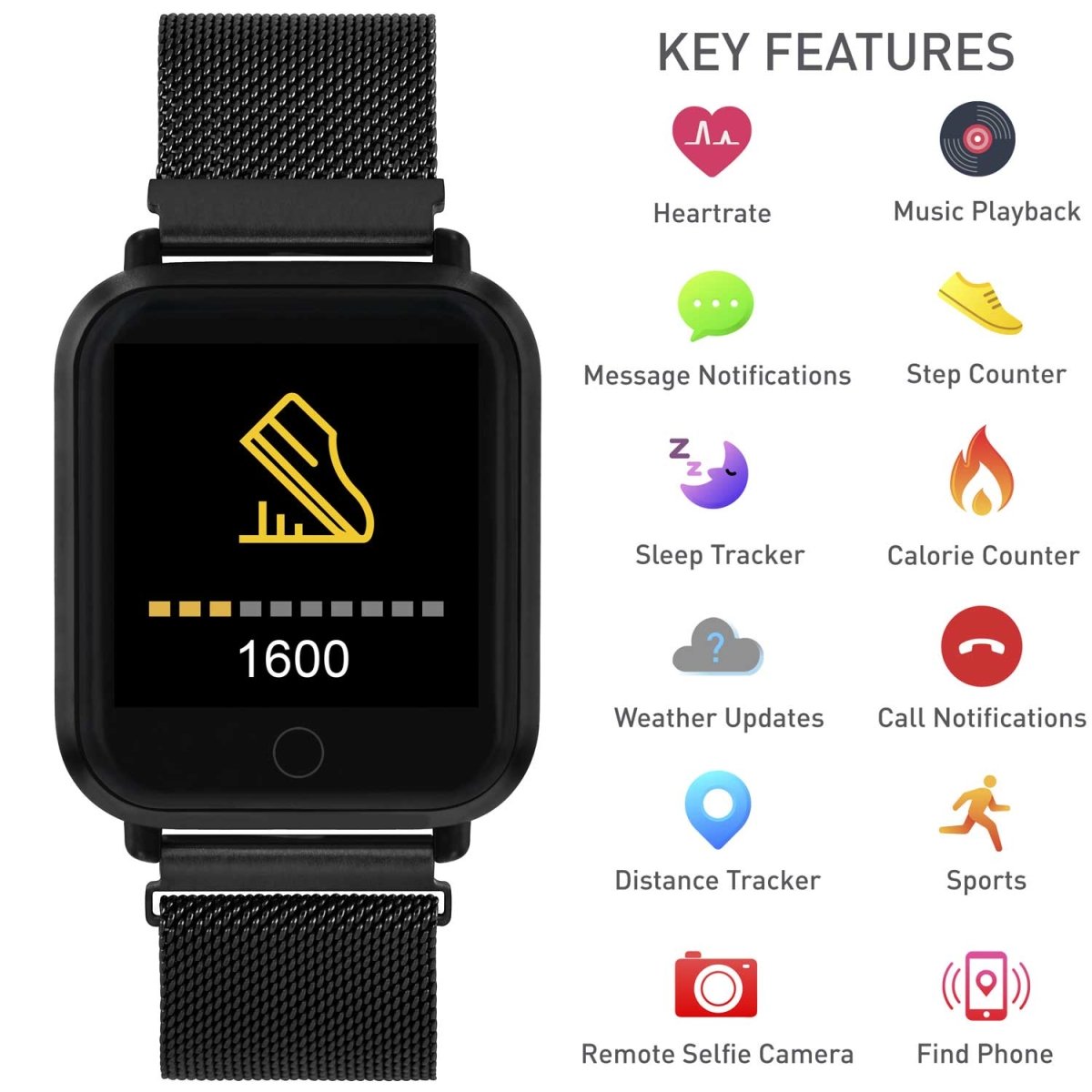 Reflex Active RA06-4050 Smartwatch Black Stainless Steel Bracelet - Κοσμηματοπωλείο Goldy