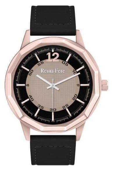 Reina Fere 8826-5 Nereis Black Leather Strap - Κοσμηματοπωλείο Goldy