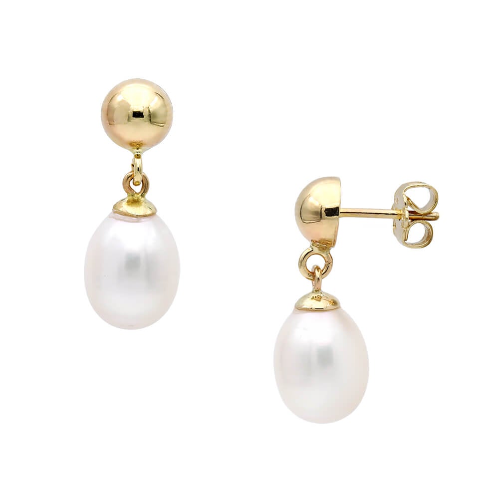 Σκουλαρίκια 110130 με Μαργαριτάρια Fresh Water Pearl 8-10mm 14ct - Κοσμηματοπωλείο Goldy