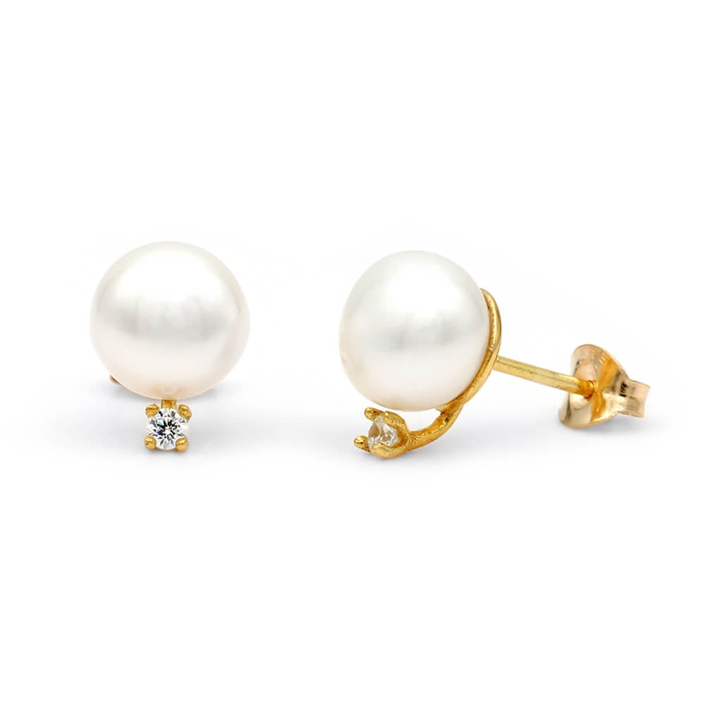 Σκουλαρίκια 110329 με Μαργαριτάρια Fresh Water Pearl 7.5-8mm 14ct - Κοσμηματοπωλείο Goldy