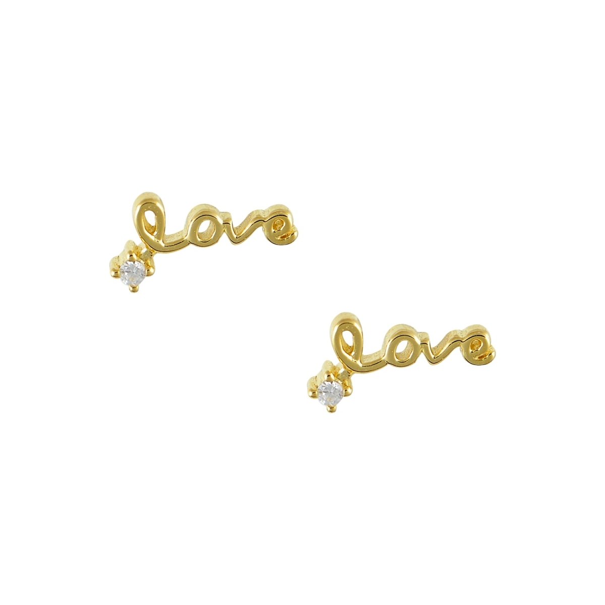 Σκουλαρίκια ES2092G Love από Επιχρυσωμένο Ασήμι - Κοσμηματοπωλείο Goldy