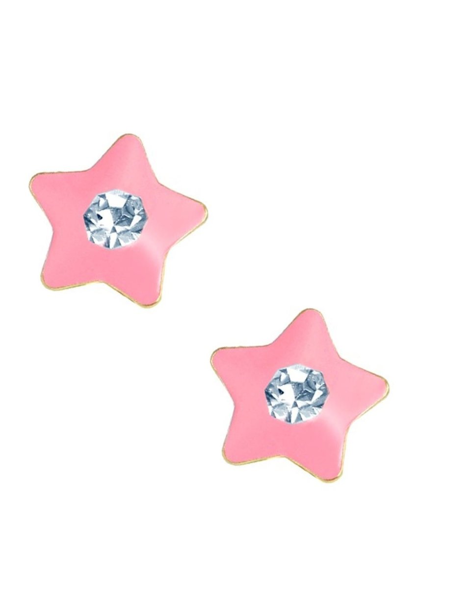 Σκουλαρίκια Παιδικά Χρυσά SK202 με Ροζ Αστέρι Κ9 - Κοσμηματοπωλείο Goldy
