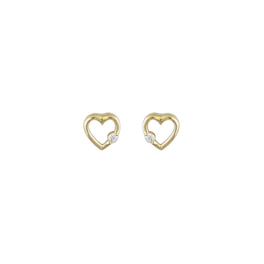 Σκουλαρίκια S319G Καρδιές Κ14 Χρυσά με Ζιργκόν - Κοσμηματοπωλείο Goldy
