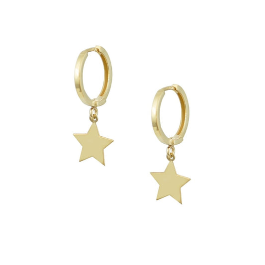 Σκουλαρίκια S366G Κρεμαστά Κ14 Χρυσά με Αστέρια - Κοσμηματοπωλείο Goldy