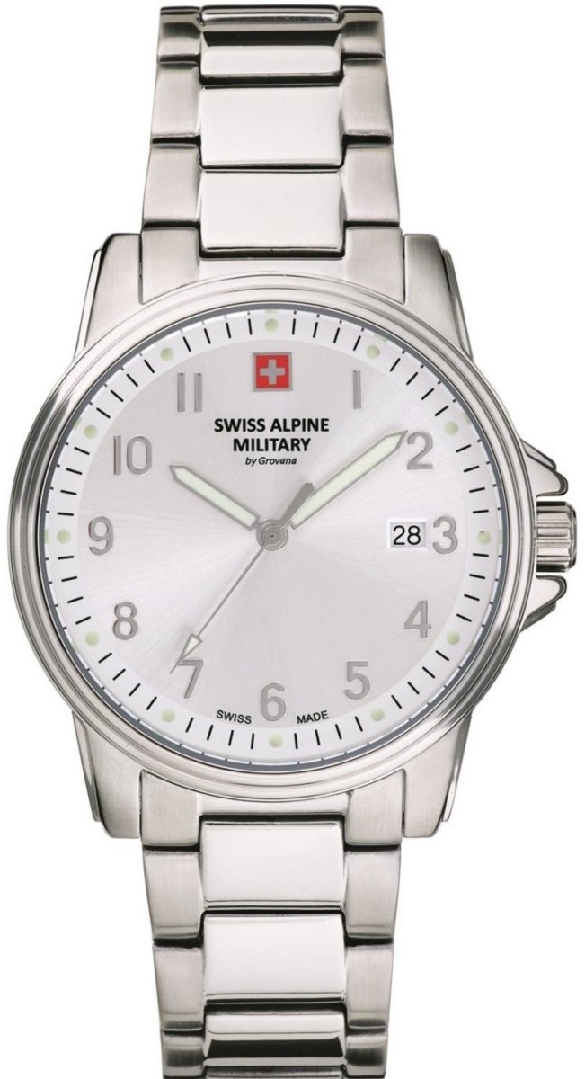 SWISS ALPINE MILITARY SAM7011.1132 Leader Silver Stainless Steel Bracelet - Κοσμηματοπωλείο Goldy