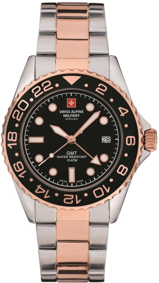 SWISS ALPINE MILITARY SAM7052.1157 Master Diver GMT Two Tone Stainless Steel Bracelet - Κοσμηματοπωλείο Goldy